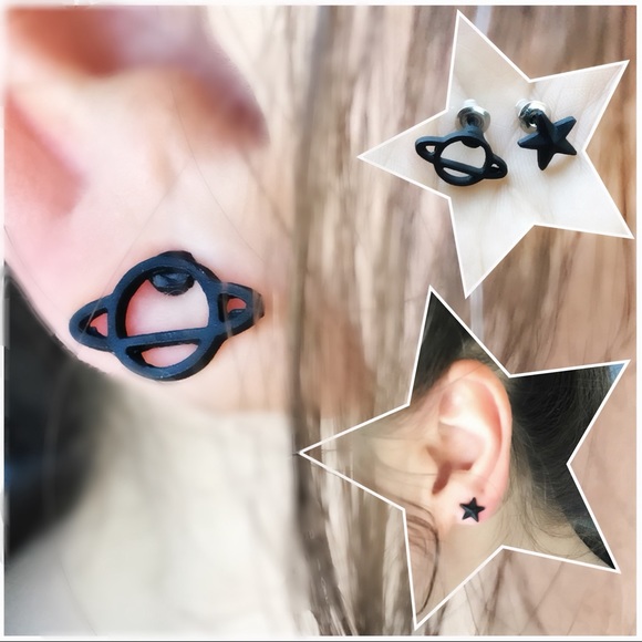 💙💎GRATEFUL💙MAKER💎💙 Jewelry - NEW💙💎SATURN RING PLANET W/STAR EARRINGS💎💙BLACK